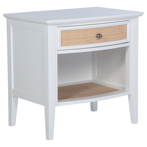 Bexhill - 1-Drawer Nightstand Bedside Table - White – Accent Nightstands by Coaster Fine Furniture at Furniture Wholesale Plus , Nashville furniture store