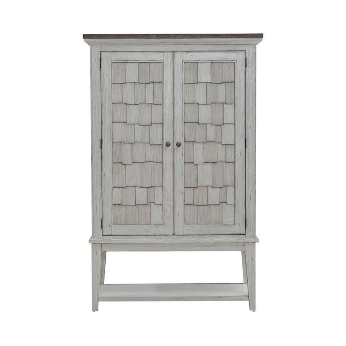 River Place - Bar Cabinet - Riverstone White & Tobacco – Wine Cabinets by Liberty Furniture at Furniture Wholesale Plus , Nashville furniture store