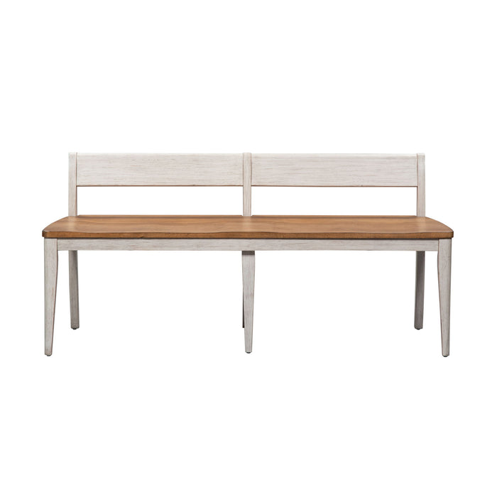 Farmhouse Reimagined - Bench - Antique White / Chestnut Tops – Dining Benches by Liberty Furniture at Furniture Wholesale Plus , Nashville furniture store