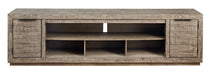Krystanza - XL TV Stand w/Fireplace Option - Weathered Gray – TV Stands by Signature Design by Ashley® at Furniture Wholesale Plus , Nashville furniture store