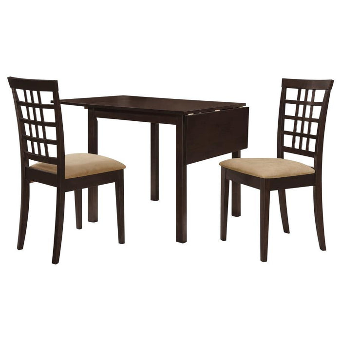 Kelso - 3 Piece Drop Leaf Dining Table Set - Cappuccino - Premium 3 Piece Dining Room Sets from CoasterEveryday - Just $449! Shop now at Furniture Wholesale Plus  We are the best furniture store in Nashville, Hendersonville, Goodlettsville, Madison, Antioch, Mount Juliet, Lebanon, Gallatin, Springfield, Murfreesboro, Franklin, Brentwood