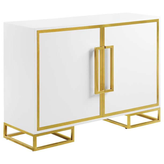 Elsa - 2 Door Wood Storage Accent Cabinet - White And Gold – Accent Cabinets by CoasterEssence at Furniture Wholesale Plus , Nashville furniture store