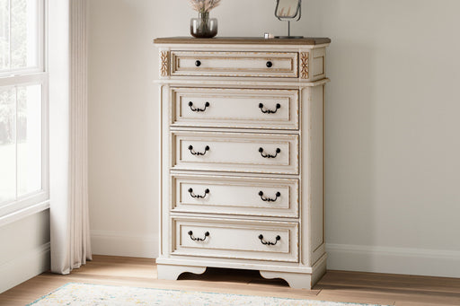 Realyn - White / Brown / Beige - Five Drawer Chest - Premium Accent Chests from Signature Design by Ashley® - Just $1008! Shop now at Furniture Wholesale Plus  We are the best furniture store in Nashville, Hendersonville, Goodlettsville, Madison, Antioch, Mount Juliet, Lebanon, Gallatin, Springfield, Murfreesboro, Franklin, Brentwood