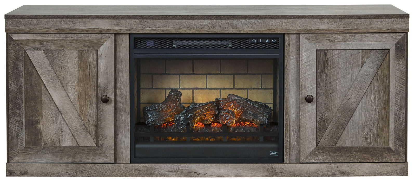 Wynnlow - TV Stand With Faux Firebrick Fireplace Insert - Gray – Fireplace TV Stands by Signature Design by Ashley® at Furniture Wholesale Plus , Nashville furniture store