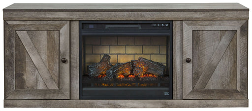 Wynnlow - TV Stand With Faux Firebrick Fireplace Insert - Gray – Fireplace TV Stands by Signature Design by Ashley® at Furniture Wholesale Plus , Nashville furniture store