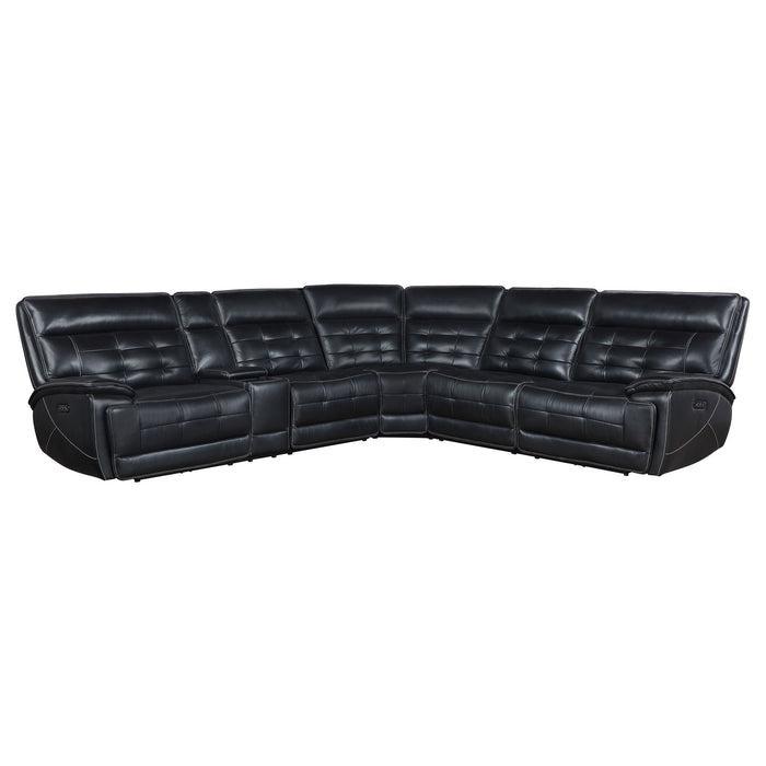 Hewitt - Leather Upholstered Power Reclining Sectional - Black – Reclining Sectionals by Coaster Fine Furniture at Furniture Wholesale Plus , Nashville furniture store