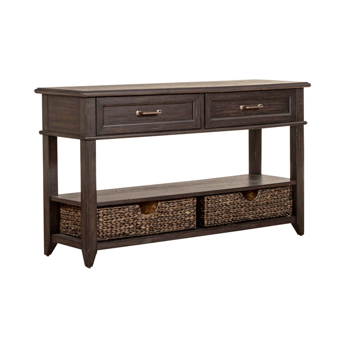 Mill Creek - 2 Drawer Sofa Table - Peppercorn – Sofa Tables by Liberty Furniture at Furniture Wholesale Plus , Nashville furniture store