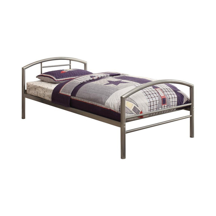 Baines Twin Metal Bed with Arched Headboard Silver - Premium Bed from Coaster Z2 Standard - Just $186! Shop now at Furniture Wholesale Plus  We are the best furniture store in Nashville, Hendersonville, Goodlettsville, Madison, Antioch, Mount Juliet, Lebanon, Gallatin, Springfield, Murfreesboro, Franklin, Brentwood