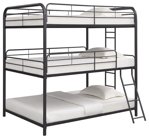 Garner Triple Full Bunk Bed with Ladder Gunmetal - Premium Bunk Bed from Coaster Z2 Standard - Just $578! Shop now at Furniture Wholesale Plus  We are the best furniture store in Nashville, Hendersonville, Goodlettsville, Madison, Antioch, Mount Juliet, Lebanon, Gallatin, Springfield, Murfreesboro, Franklin, Brentwood