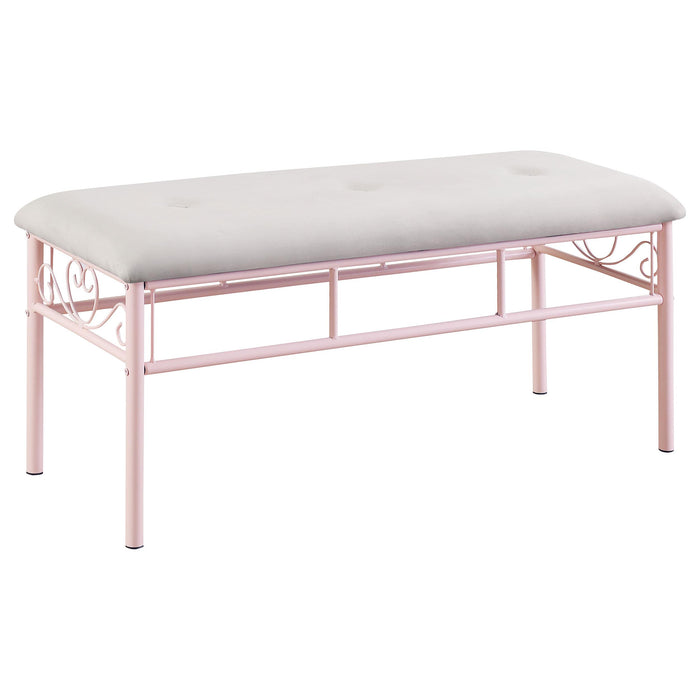 Massi Tufted Upholstered Bench Powder Pink - Premium Bench from Coaster Z2 Standard - Just $126! Shop now at Furniture Wholesale Plus  We are the best furniture store in Nashville, Hendersonville, Goodlettsville, Madison, Antioch, Mount Juliet, Lebanon, Gallatin, Springfield, Murfreesboro, Franklin, Brentwood