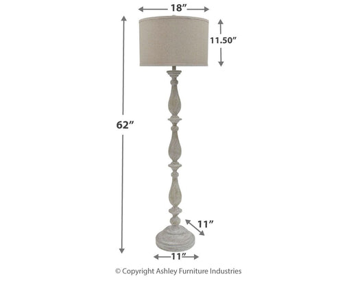 Bernadate - Whitewash - Poly Floor Lamp - Premium Floor Lamps from Signature Design by Ashley® - Just $148! Shop now at Furniture Wholesale Plus  We are the best furniture store in Nashville, Hendersonville, Goodlettsville, Madison, Antioch, Mount Juliet, Lebanon, Gallatin, Springfield, Murfreesboro, Franklin, Brentwood