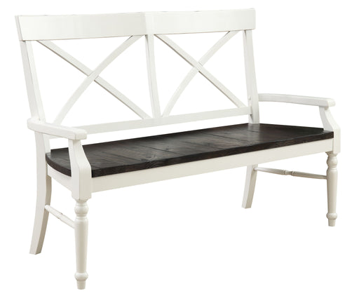Mountain Retreat - Dining Bench - Dark Mocha & Antique White - Premium Dining Benches from Emerald Home - Just $499! Shop now at Furniture Wholesale Plus  We are the best furniture store in Nashville, Hendersonville, Goodlettsville, Madison, Antioch, Mount Juliet, Lebanon, Gallatin, Springfield, Murfreesboro, Franklin, Brentwood