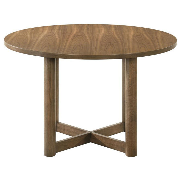 Crestmore - Round Wood Dining Table - Walnut – Dining Tables by Coaster Fine Furniture at Furniture Wholesale Plus , Nashville furniture store