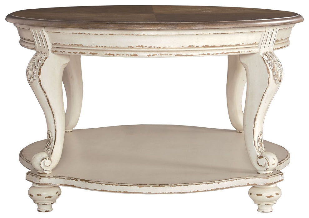 Realyn - Oval Cocktail Table - White / Brown – Cocktail Tables by Signature Design by Ashley® at Furniture Wholesale Plus , Nashville furniture store