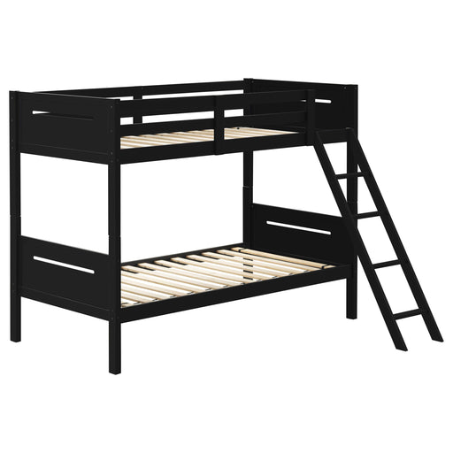 Littleton Twin Over Twin Bunk Bed Black - Premium Bunk Bed from Coaster Z2 Standard - Just $418! Shop now at Furniture Wholesale Plus  We are the best furniture store in Nashville, Hendersonville, Goodlettsville, Madison, Antioch, Mount Juliet, Lebanon, Gallatin, Springfield, Murfreesboro, Franklin, Brentwood