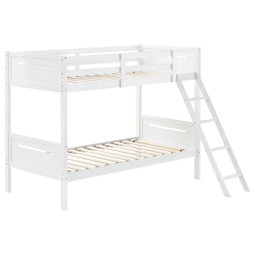 Littleton Twin Over Twin Bunk Bed White - Premium Bunk Bed from Coaster Z2 Standard - Just $418! Shop now at Furniture Wholesale Plus  We are the best furniture store in Nashville, Hendersonville, Goodlettsville, Madison, Antioch, Mount Juliet, Lebanon, Gallatin, Springfield, Murfreesboro, Franklin, Brentwood