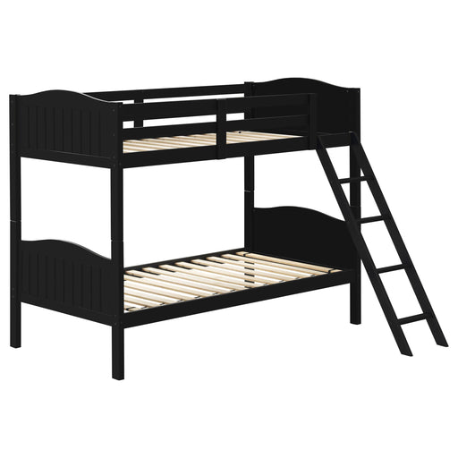 Arlo Twin Over Twin Bunk Bed with Ladder Black - Premium Bunk Bed from Coaster Z2 Standard - Just $418! Shop now at Furniture Wholesale Plus  We are the best furniture store in Nashville, Hendersonville, Goodlettsville, Madison, Antioch, Mount Juliet, Lebanon, Gallatin, Springfield, Murfreesboro, Franklin, Brentwood