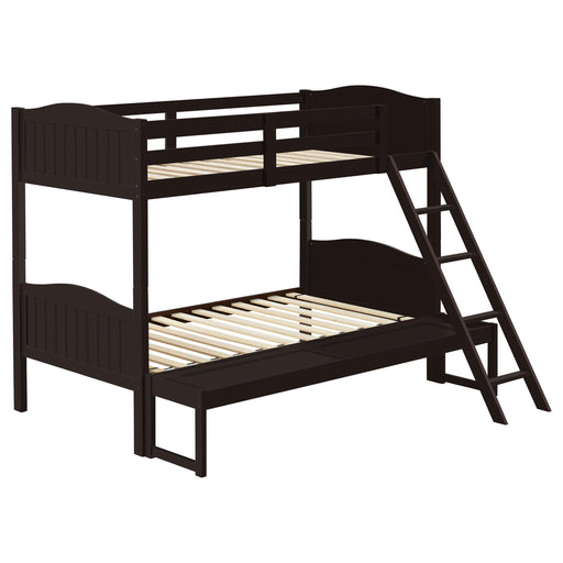 Arlo Twin Over Full Bunk Bed with Ladder Espresso - Premium Bunk Bed from Coaster Z2 Standard - Just $558! Shop now at Furniture Wholesale Plus  We are the best furniture store in Nashville, Hendersonville, Goodlettsville, Madison, Antioch, Mount Juliet, Lebanon, Gallatin, Springfield, Murfreesboro, Franklin, Brentwood