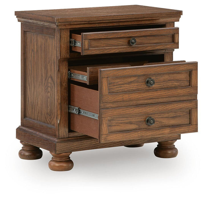 Zackaryn - Two Drawer Night Stand - Warm Brown – Accent Nightstands by Signature Design by Ashley® at Furniture Wholesale Plus , Nashville furniture store