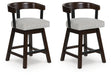 Haddigan - Upholstered Swivel Barstool (Set of 2) - Dark Brown – Stool Sets by Signature Design by Ashley® at Furniture Wholesale Plus , Nashville furniture store
