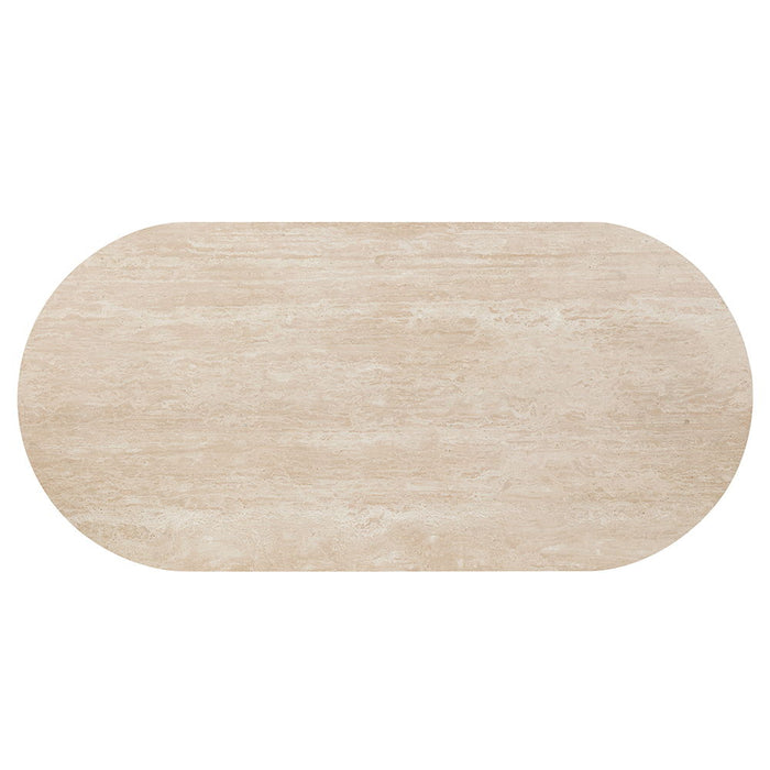 Leonardo - Dining Table - Travertine Top & Dark Oak