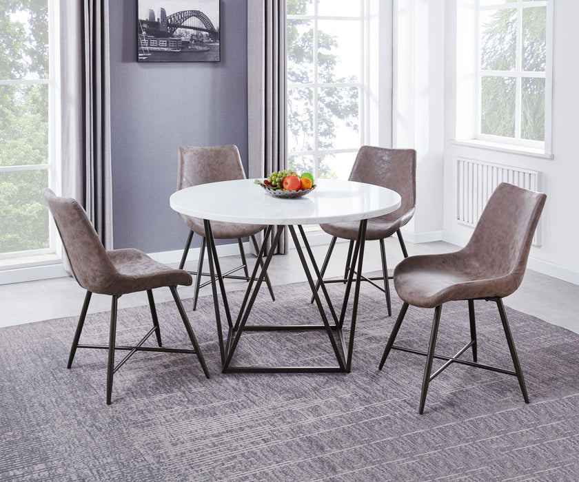 Ramona - Marble Top Round Dining Table - White – Dining Tables by Steve Silver Furniture at Furniture Wholesale Plus , Nashville furniture store