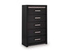 Shoralli - Five Drawer Chest - Black – Accent Chests by Signature Design by Ashley® at Furniture Wholesale Plus , Nashville furniture store