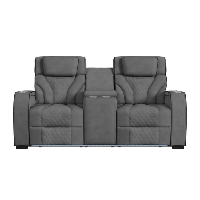 Blitz - Motion Loveseat With Console, And LED – Reclining Loveseats by Elements International at Furniture Wholesale Plus , Nashville furniture store