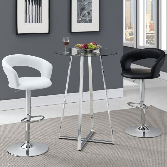 Zanella - Round Glass Top Bistro Bar Table - Chrome – Bar Tables by CoasterEveryday at Furniture Wholesale Plus , Nashville furniture store