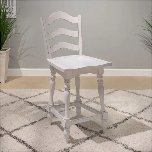 Magnolia Manor - Ladderback Swivel Counter Height Chair - Antique White & Weathered Bark – Swivel Chairs by Liberty Furniture at Furniture Wholesale Plus , Nashville furniture store