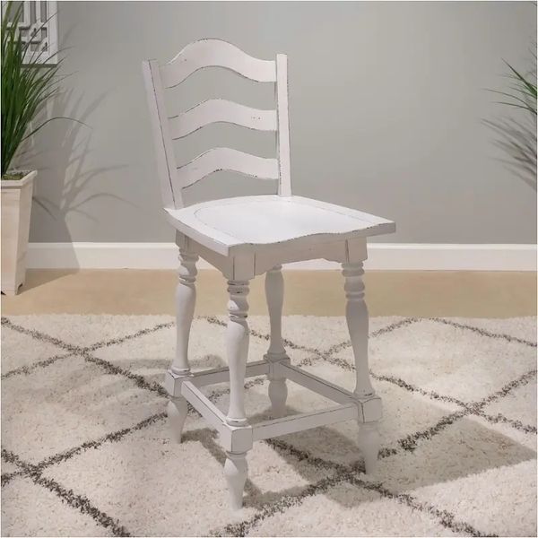 Magnolia Manor - Ladderback Swivel Counter Height Chair - Antique White & Weathered Bark – Swivel Chairs by Liberty Furniture at Furniture Wholesale Plus , Nashville furniture store