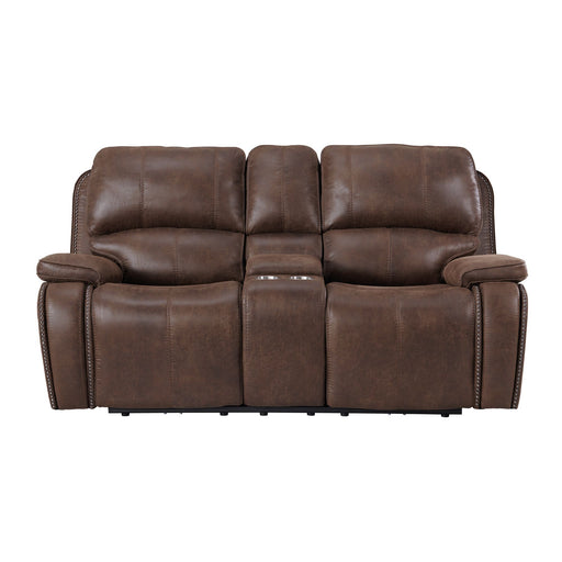 Atlantis - Power Motion Loveseat With Power Motion Head Recliner & Console - Heritage Brown – Reclining Loveseats by Elements International at Furniture Wholesale Plus , Nashville furniture store