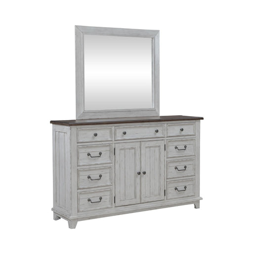 River Place - Dresser & Mirror - Riverstone White & Tobacco – Dresser & Mirror by Liberty Furniture at Furniture Wholesale Plus , Nashville furniture store