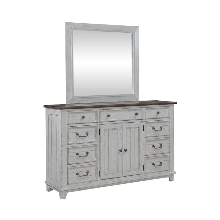 River Place - Dresser & Mirror - Riverstone White & Tobacco – Dresser & Mirror by Liberty Furniture at Furniture Wholesale Plus , Nashville furniture store
