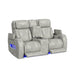 Prime Time - P3 Loveseat With Console, 7 Colors Led, Cup Holders And Wireless Charger Controller - Leather Gel Light Gray – Reclining Loveseats by Elements International at Furniture Wholesale Plus , Nashville furniture store