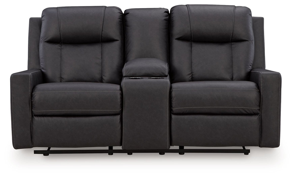 Mackmenville - Double Reclining Loveseat With Console – Reclining Loveseats by Benchcraft® at Furniture Wholesale Plus , Nashville furniture store