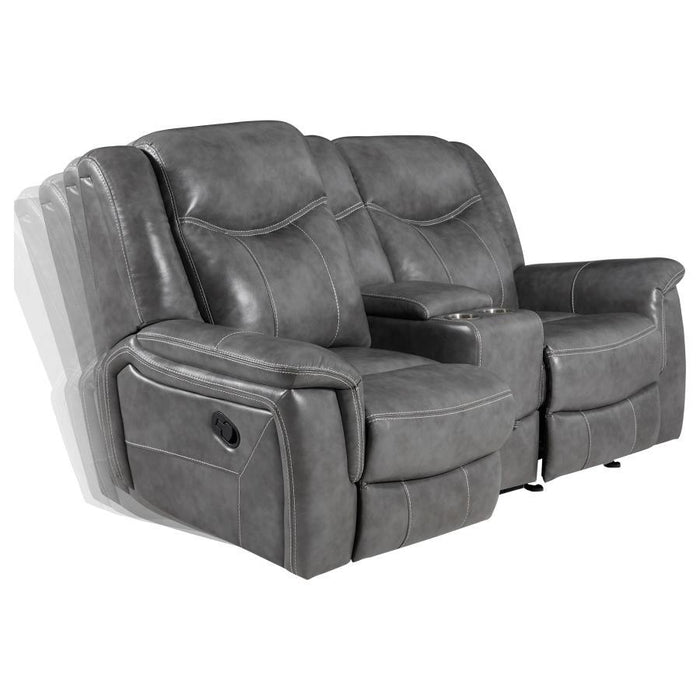 Conrad - Upholstered Padded Arm Glider Loveseat - Gray – Reclining Loveseats by CoasterEveryday at Furniture Wholesale Plus , Nashville furniture store