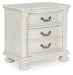 Montelaine - Three Drawer Night Stand - Antique White – Accent Nightstands by Benchcraft® at Furniture Wholesale Plus , Nashville furniture store