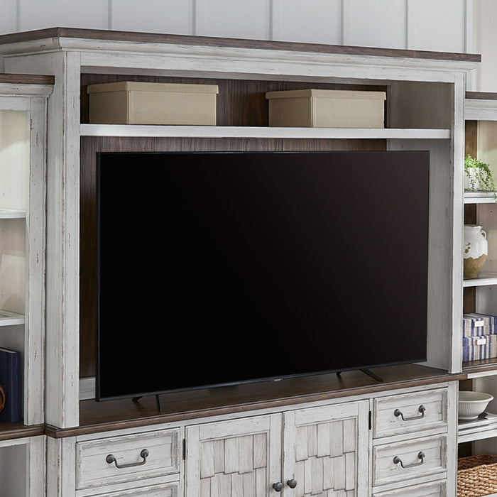River Place - Entertainment Hutch - Riverstone White & Tobacco – Hutches by Liberty Furniture at Furniture Wholesale Plus , Nashville furniture store
