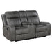 Raelynn - Upholstered Track Arm Motion Loveseat - Gray – Reclining Loveseats by Coaster Fine Furniture at Furniture Wholesale Plus , Nashville furniture store