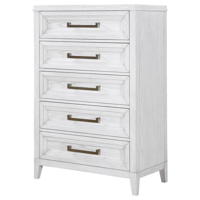 Marielle - 5-Drawer Bedroom Chest - Distressed White – Accent Chests by CoasterEveryday at Furniture Wholesale Plus , Nashville furniture store