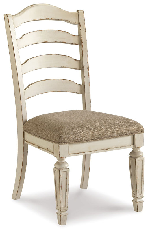 Realyn - Dining UPH Side Chair (Set of 2) - Ladderback - Chipped White – Chair Sets by Signature Design by Ashley® at Furniture Wholesale Plus , Nashville furniture store
