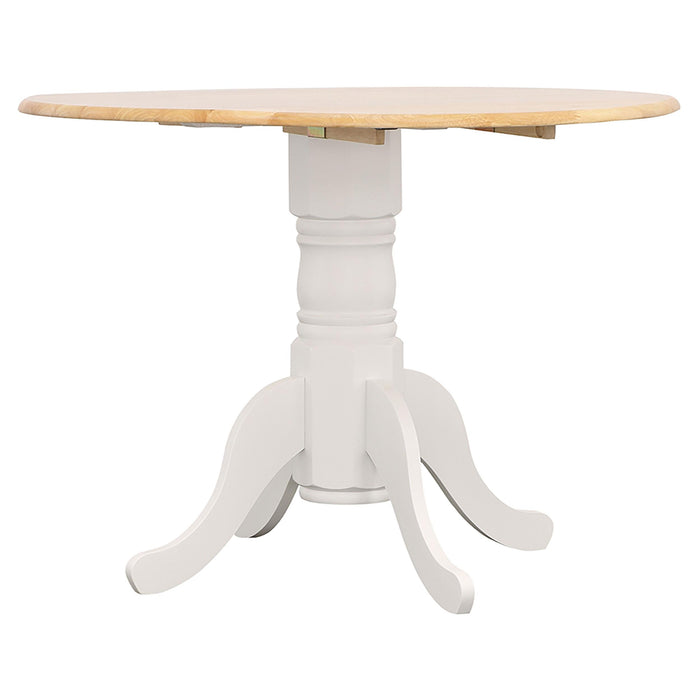 Allison Drop Leaf Round Dining Table Natural Brown and White - Premium Dining Table from Coaster Z2 Standard - Just $214! Shop now at Furniture Wholesale Plus  We are the best furniture store in Nashville, Hendersonville, Goodlettsville, Madison, Antioch, Mount Juliet, Lebanon, Gallatin, Springfield, Murfreesboro, Franklin, Brentwood