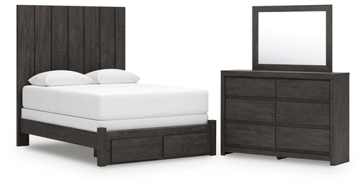 Fraluna - 3 Pc. - Queen Panel Storage Bed, Dresser And Mirror - Charcoal – 3 Piece Bedroom Sets by Signature Design by Ashley® at Furniture Wholesale Plus , Nashville furniture store