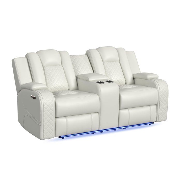 Carlo - Power Motion Loveseat With Power Headrest, Console And LED – Reclining Loveseats by Elements International at Furniture Wholesale Plus , Nashville furniture store