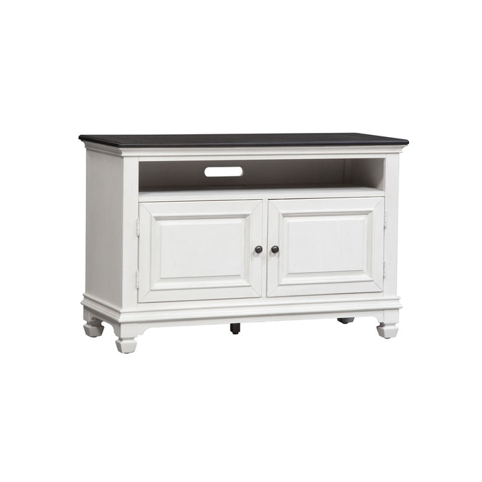 Allyson Park - 46" TV Console - Wirebrushed White / Charcoal – TV Stands by Liberty Furniture at Furniture Wholesale Plus , Nashville furniture store