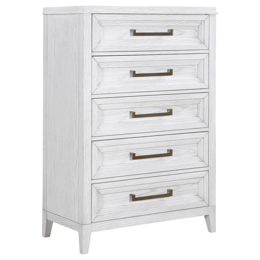Marielle - 5-Drawer Bedroom Chest - Distressed White - Premium Accent Chests from CoasterEveryday - Just $719! Shop now at Furniture Wholesale Plus  We are the best furniture store in Nashville, Hendersonville, Goodlettsville, Madison, Antioch, Mount Juliet, Lebanon, Gallatin, Springfield, Murfreesboro, Franklin, Brentwood