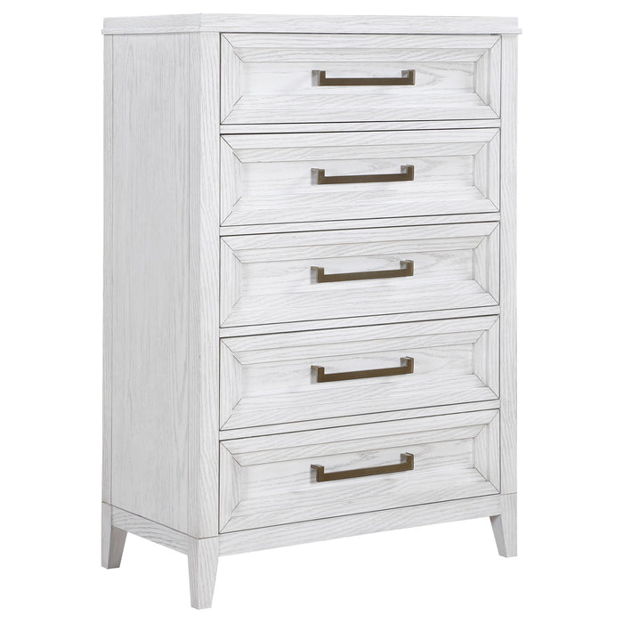 Marielle - 5-Drawer Bedroom Chest - Distressed White – Accent Chests by CoasterEveryday at Furniture Wholesale Plus , Nashville furniture store