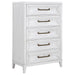 Marielle - 5-Drawer Bedroom Chest - Distressed White – Accent Chests by CoasterEveryday at Furniture Wholesale Plus , Nashville furniture store