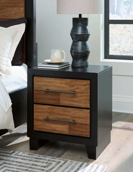 Kraeburn - Two Drawer Night Stand - Brown / Black – Accent Nightstands by Benchcraft® at Furniture Wholesale Plus , Nashville furniture store
